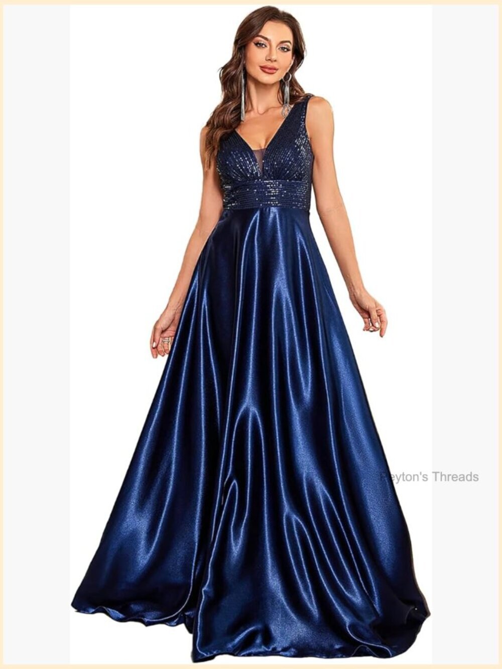 V-Neck Sleeveless Sequin Embroidered A-Line Maxi Formal Dress